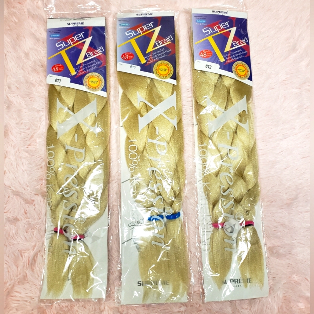 3 Packs of SUPER X TZ BRAID (TEASED 2 BUNDLES/PACK) Color 613